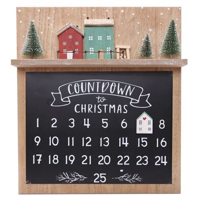 Calendario de cuenta regresiva de Navidad de madera