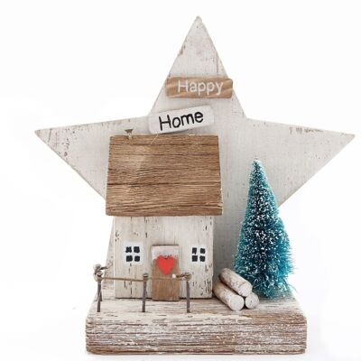 Star & House Scene Ornament 18cm