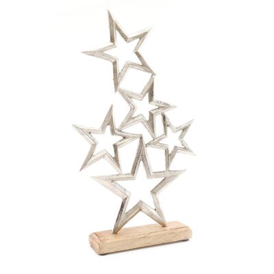 Adorno Estrellas Sobre Base De Madera 40cm