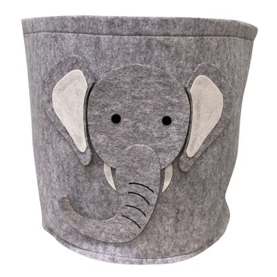 Cestino portaoggetti in feltro con faccia di elefante 35 cm