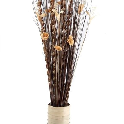 Disposizione di foglie di palma essiccate intrecciate in un vaso da 150 cm