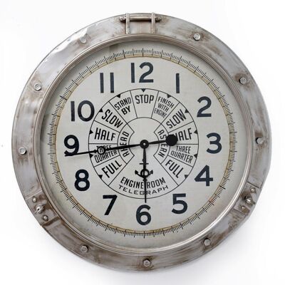 Rustic Engine Room Style Round Silver Wall Clock