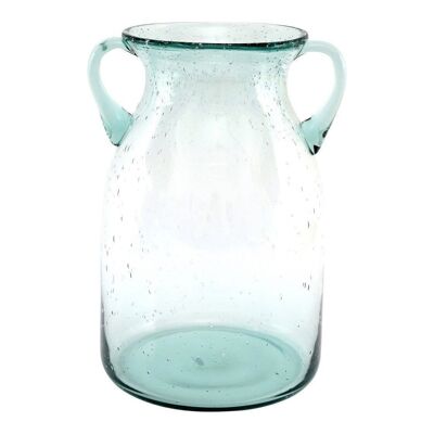 Large Daisy Green Bubble Vase With Handles