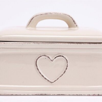 Cream Rustic Heart Butter Dish