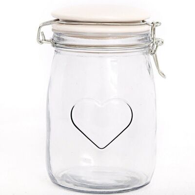 Glass Storage Jar With Heart - Large