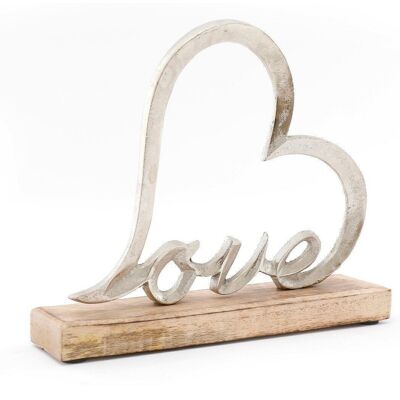 Metal Heart of Love On A Wooden Base