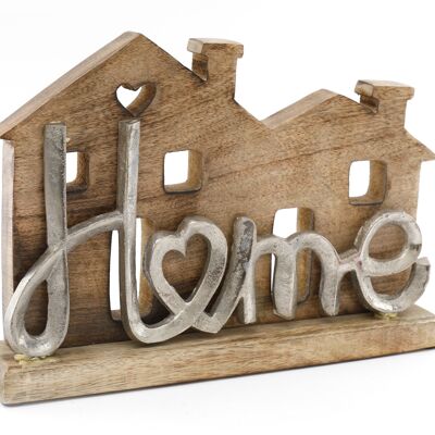 Wooden House With Silver Home Words Decoration