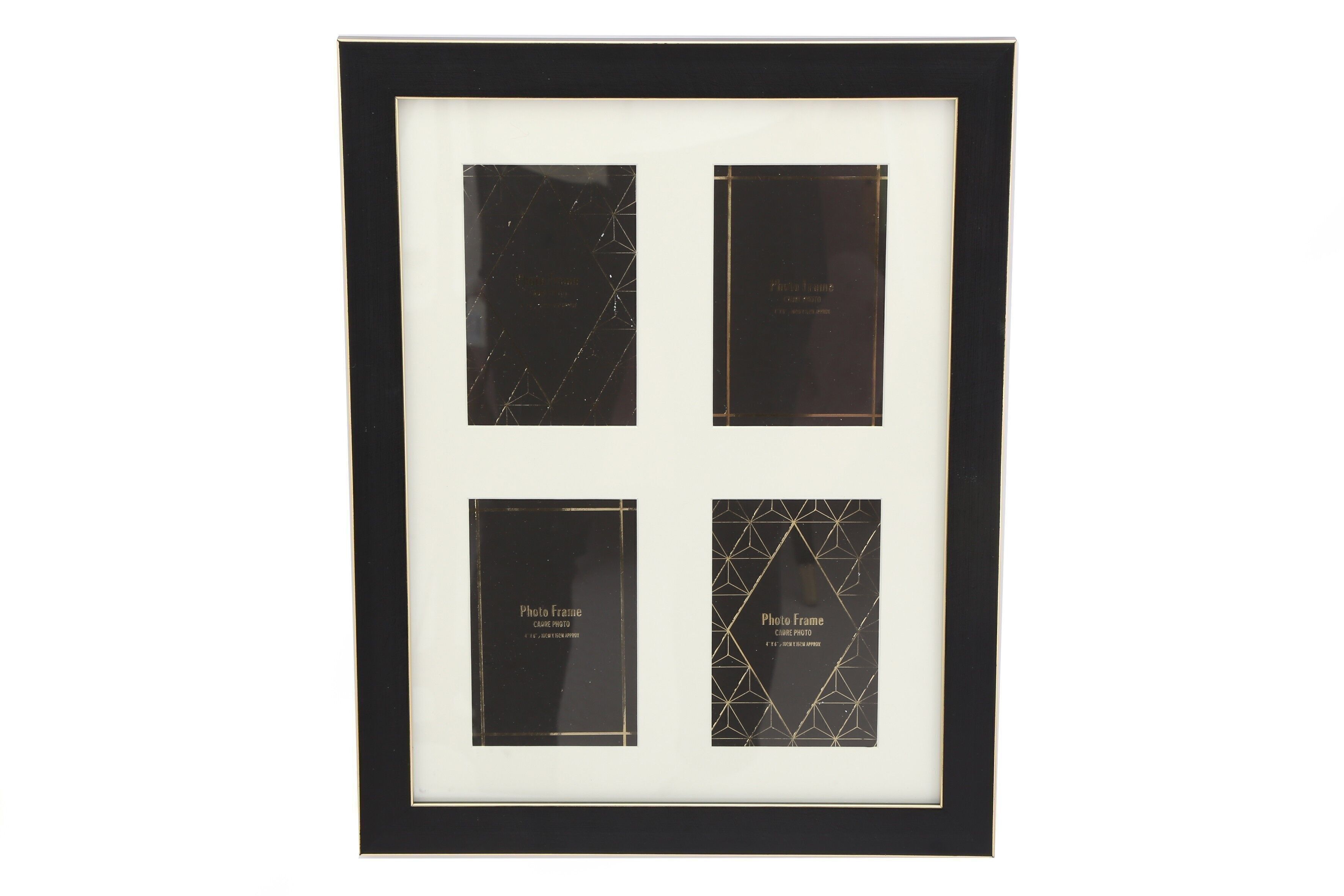 Cornice per foto quadrupla nera e oro 4x6"