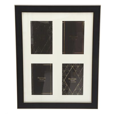 Black And Gold Quad Photo Frame 4x6"