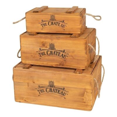 Set di 3 casse vintage rustiche del castello