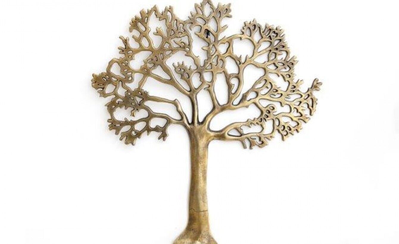 Grande placca da parete albero della vita in metallo dorato 61 cm