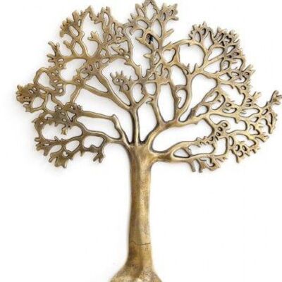 Großes goldenes Metall-Lebensbaum-Wandschild, 61 cm