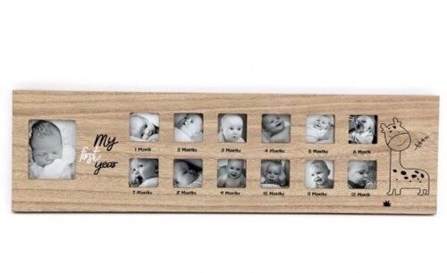 Baby 1st Year Wooden Photo Frame with Giraffe