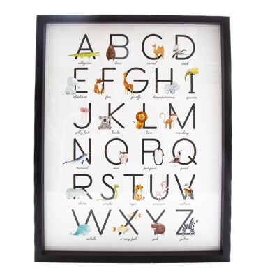 Cornice con stampa animalier con alfabeto dalla A alla Z