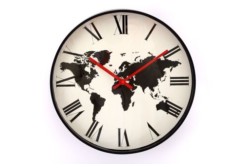 World Map Design Clock 32cm