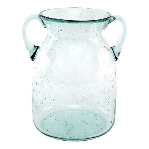 Glass Flower Vase with Handles Daisy Bubble Design 17cm