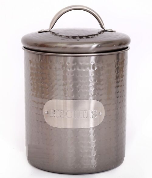 Grey Stainless Steel Biscuit Tin