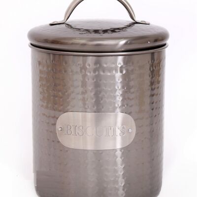 Grey Stainless Steel Biscuit Tin