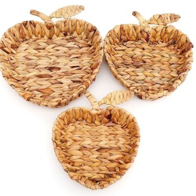 Bandejas de cesta con forma de manzana de ratán