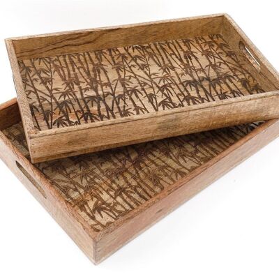Bamboo Wooden Trays Set of Two