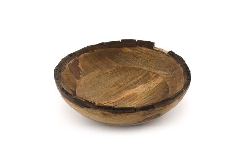 Wooden Bowl With Bark Edge 25cm