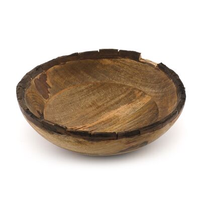 Wooden Bowl With Bark Edge 25cm