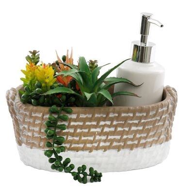 Vassoio dispenser sapone con succulente