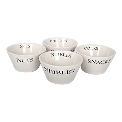 Set mit 4 runden Snackschalen aus Keramik
