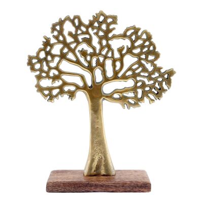 Antico Albero Dorato Su Base Legnosa 27cm