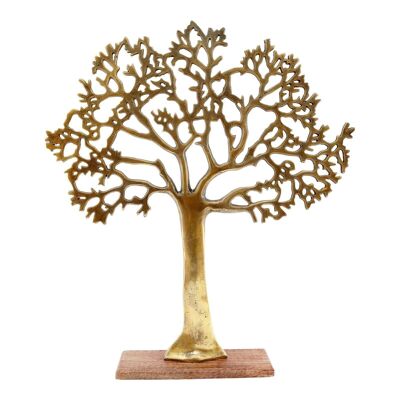Antiker goldener Baum auf Holzsockel 62cm