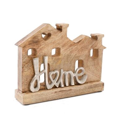 Wooden & Silver House Ornament 26cm