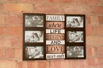 Cadre multi-photos noir sur le thème de la famille et de l'amour