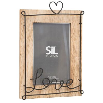 Cornice per foto in legno con filo nero Love Script 10,2 x 15,2 cm