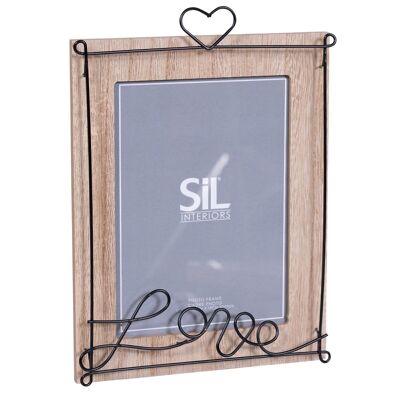 Cadre photo en bois avec fil noir Love Script 5x7"