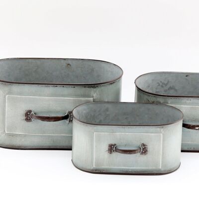 Three Oval Planters with Handles