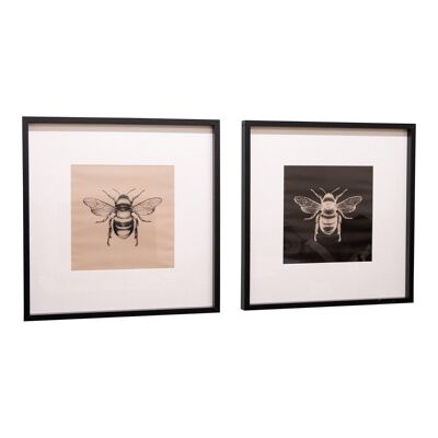 Juego de 2 láminas enmarcadas de abejas