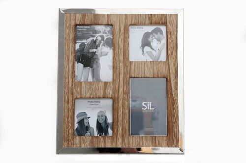 Silver & Wooden Multi Photo Frame