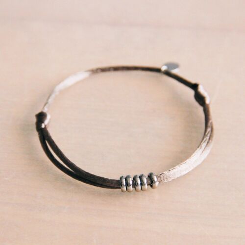 FW190 - Satin bracelet with rings – taupe/silver