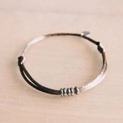 FW190 - Bracelet satin avec anneaux – taupe/argent