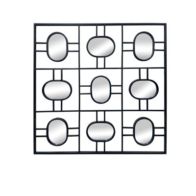 Wandspiegel zwart vierkant 80x80 cm metaal