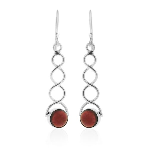 Sterling Silver Garnet Twist Earrings with Presentation Box