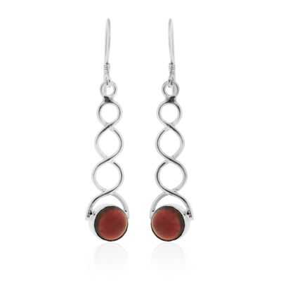 Orecchini a spirale con granato in argento sterling con scatola di presentazione