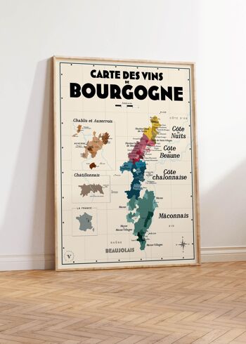 Carte des vins de Bourgogne - Idée cadeau pour amoureux du vin 4