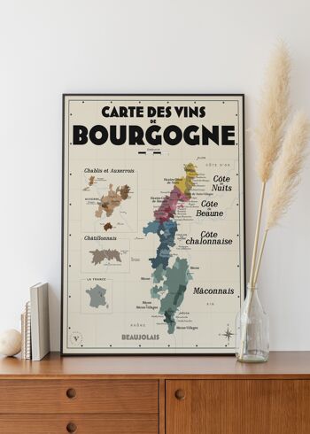 Carte des vins de Bourgogne - Idée cadeau pour amoureux du vin 1