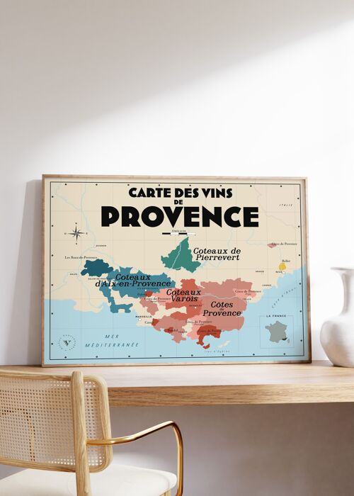 Carte des vins de Provence - Idée cadeau pour amoureux du vin