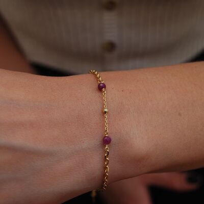 Bracelet rubis, bracelet en argent sterling.
