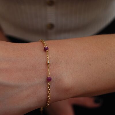 Bracelet rubis, bracelet en argent sterling.