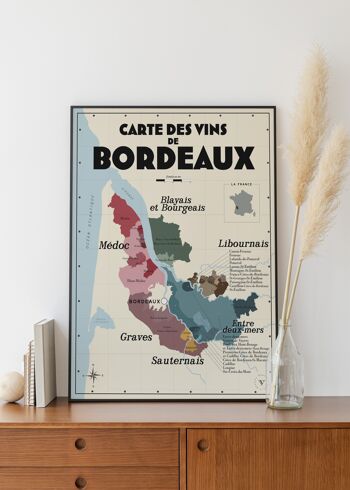 Carte des vins de Bordeaux - Idée cadeau pour amoureux du vin 1