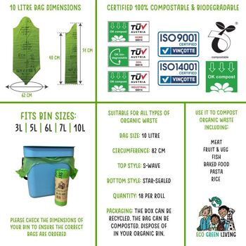 Sacs à déchets compostables 10L | 1 rouleau de 18 sacs | Vie écologique et écologique 3