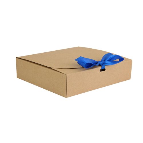 Pack of 12 Brown Kraft Box with Dark Blue Bow Ribbon